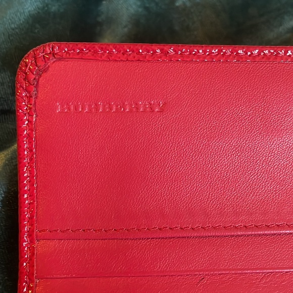 {Burberry} BURBERRY LONDON PATENT LEATHER LONG WALLET in Red - Picture 5 of 14